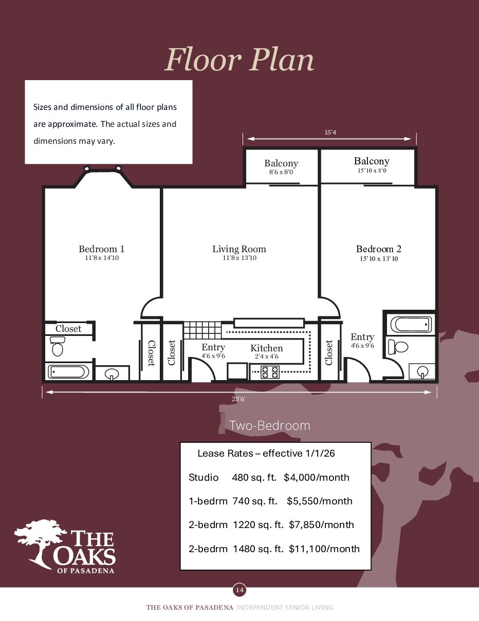 two-bedroom apartment - The Oaks of Pasadena