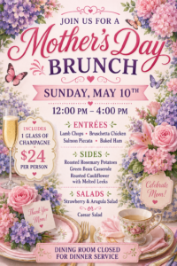 Colorful flyer for Mother's Day at The Oaks of Pasadena
