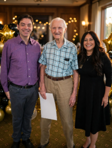 Photo of the Oaks of Pasadena resident Dr. Ralph Cooper, Executive Director Wendy Rivas, Music Instructor Ryan Villaverde