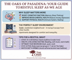Illustration of healthy sleep habits at The Oaks of Pasadena